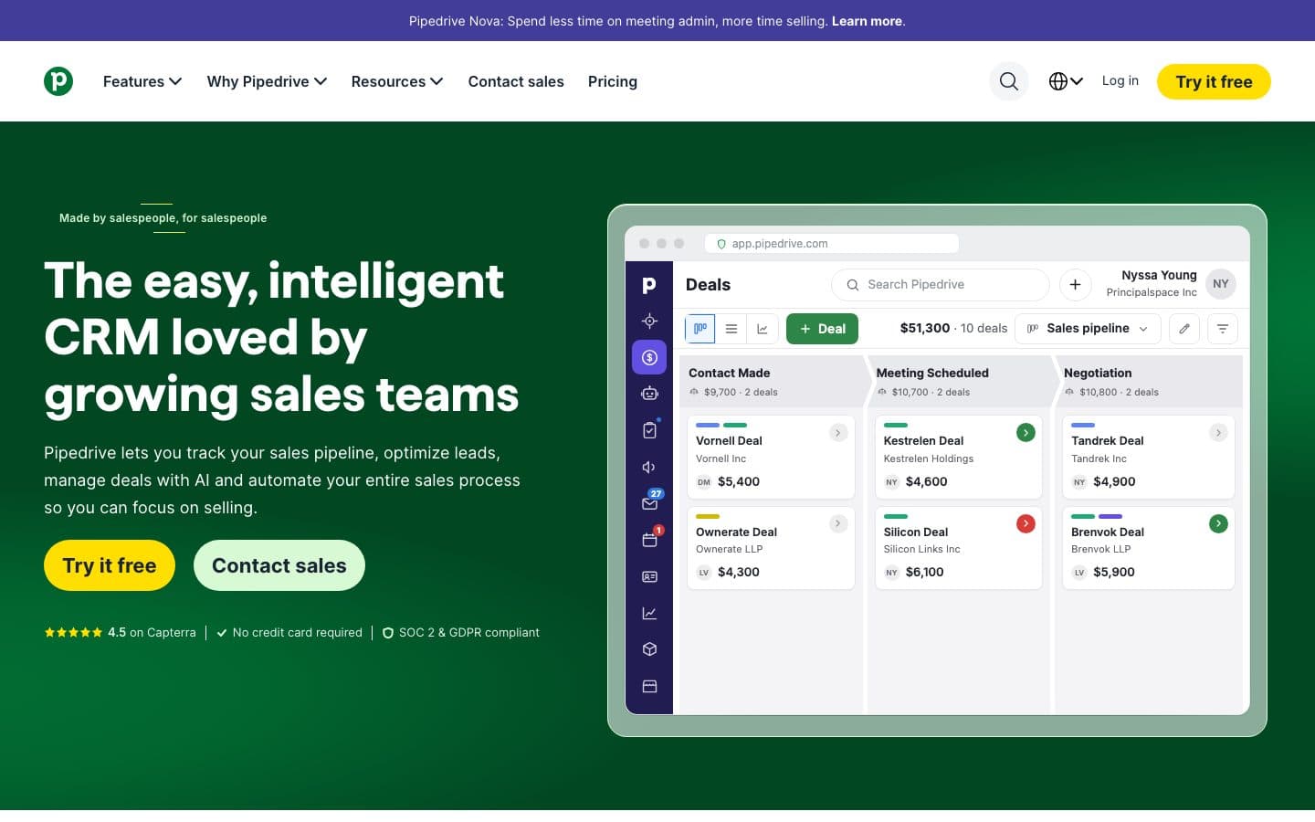 Pipedrive website, 23 October 2026